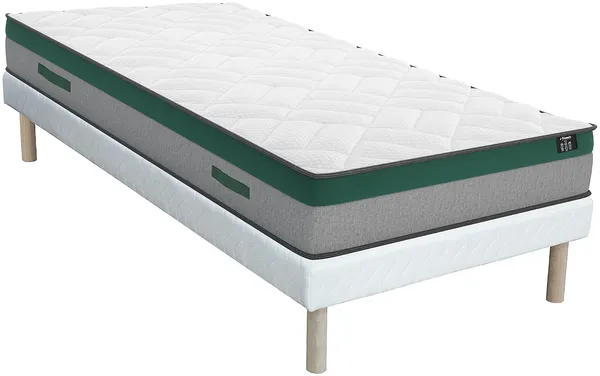 Vente-unique - PRESTIGE Mattress and bed base set Stoff Weiß - B 90 cm x H 31 cm22 cm x L 200 cm