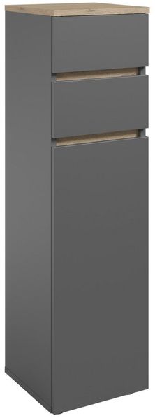 moebel-dich-auf Badkommode LONDRES (Badezimmerschrank Badschrank, mit 1 Tür und 2 Schubkästen, BxH 30x108 cm), in kaschmir oder anthrazit, Absetzung: Cremona Eiche
