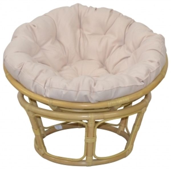 Papasansessel mit Rosenkissen, 80 cm beige