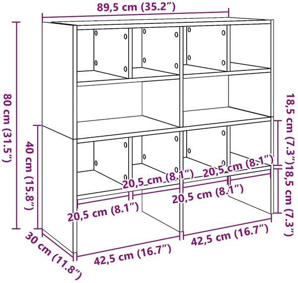 vidaXL Schuhregale 2 Stk. Stapelbar Weiß 89,5x30x40 cm 858840 Bild 9