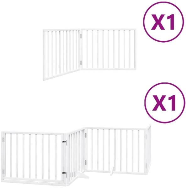 vidaXL 6-tlg. Hundetor mit Tür Faltbar Weiß 480 cm Pappelholz 3155561