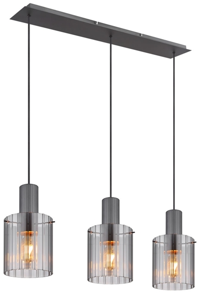 Pendelleuchte, Glas rauchfarben, H 120 cm