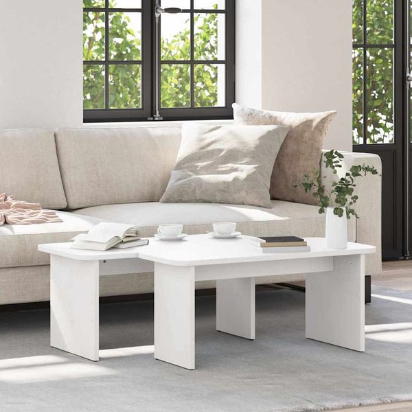 vidaXL Couchtisch 2 pcs Weiß Massivholz Kiefer 873524