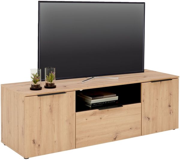 XORA 'KERA' TV-Lowboard, Holznachbildung Eiche Artisan, 160 x 51.5 x 50 cm, mit Klappe und Drehtüren
