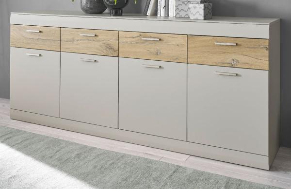 Sideboard Griego in grau matt und Eiche 200 cm