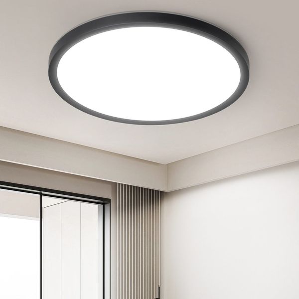 ZMH Deckenlampe LED Deckenleuchte Flach - Schlafzimmerlampe 18CM Badezimmerlampe 15W Küchenlampe Schlafzimmer Schwarz Deckenbeleuchtung Flurlampe Decke Badlampe 6500K für Küche Flur