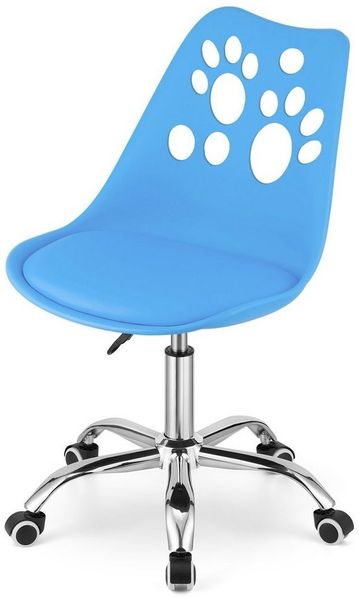 Kids Collective Kinderstuhl mit Rollen, verstellbar Schreibtischstuhl Kinder Kinderdrehstuhl, Polypropylen, Kunstlederkissen, Chromgestell, 57x50x93,5 cm, Blau