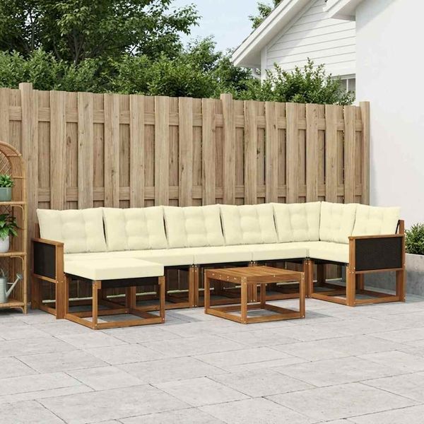 vidaXL Outdoor-Sofagarnitur mit Kissen 8 pcs Natur und Creme 3382102