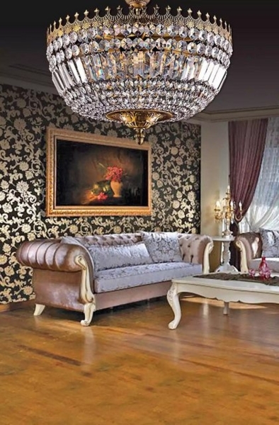 JVmoebel Kronleuchter Kristall Deckenleuchter Luxus Gold Kronleuchter Deckenlampe Lüster, Leuchtmittel wechselbar, Made in Europa Bild 2