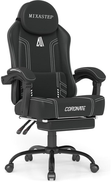 Ergonomischer Gaming Stuhl mit Verstellbarer Rückenlehne in Weiß - Bürostuhl