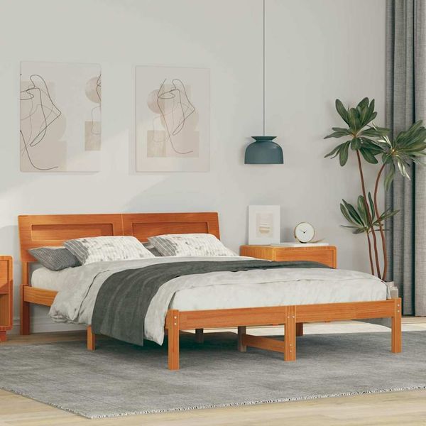vidaXL Bettrahmen Wachsbraun 120 x 190 cm Massives Kiefernholz 872790