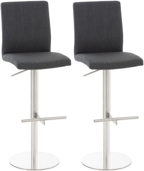 CLP 2er Set Barhocker Cadiz mit Stoffbezug drehbar und höhenverstellbar bis 240 kg,dunkelgrau edelstahl