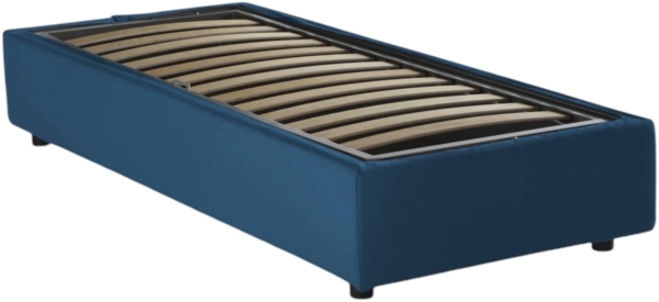 Dmora Einzelbett Addison, Bettkasten mit Stoffbezug, 100 % Made in Italy, Öffnung vorne, inklusive Matratze 90 x 190 cm, Blau Bild 4