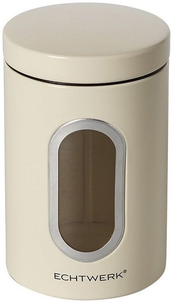 ECHTWERK stilvolle Vorratsdosen Single-Creme, zur Aufbewahrung von Mehl/Zucker/Müsli/Tee, Metalldose mit Luftdichtem Deckel und großem Sichtfenster, Fassungsvermögen 1, 4L