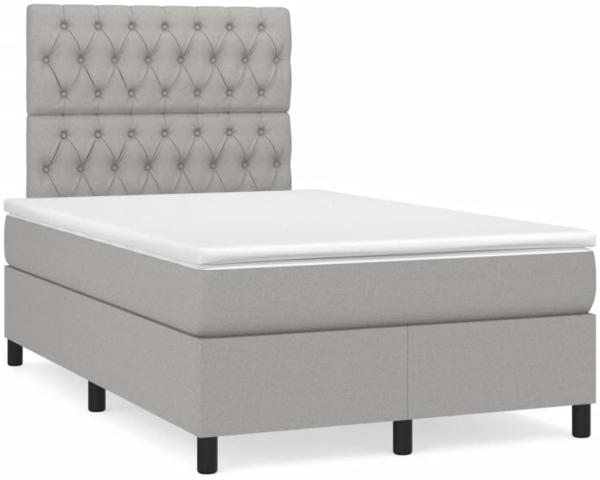 vidaXL Boxspringbett mit Matratze & LED Hellgrau 120x190 cm Stoff 3270218