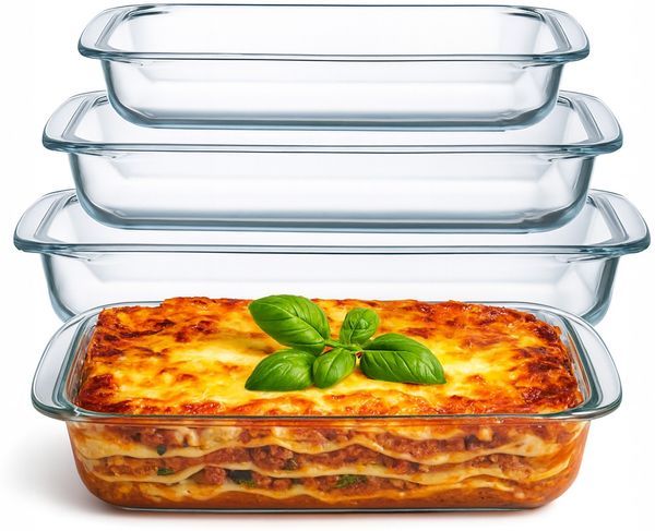 Aviro 3-teiliges Ofenform-Set – rechteckig – 1 l, 1,6 l, 2,2 l – extra starkes Borosilikatglas