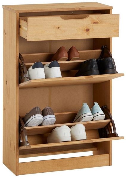 IDIMEX Schuhkommode BASIL, Schuhschrank Schuhkipper Schuhkommode 1 Schublade 2 Kipper gebeizt/gew Bild 2