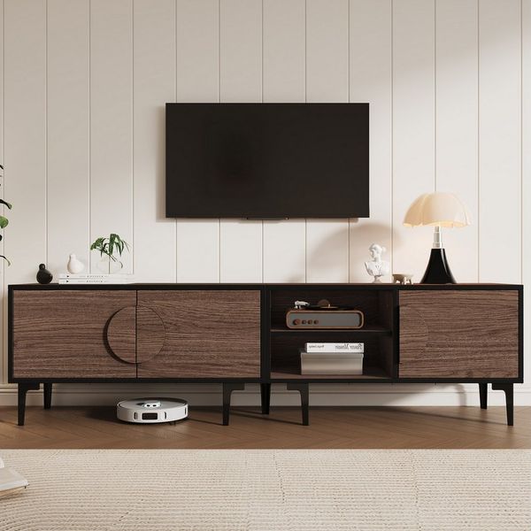 HAUSS SPOLE Lowboard mit Ablagefächer TV-Schrank Lowboard mit Füße Aufbewahrung funktional (Packung, 1 St, 180*35*49cm lowboard Fernsehschrank), mit 2 Schränke, TV-Board mit 2 offene Ablagefächer