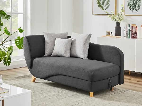Vente-unique - PENELOPE Chaise longue Stoff Grau - B 80 cm x H 81 cm x L 160 cm