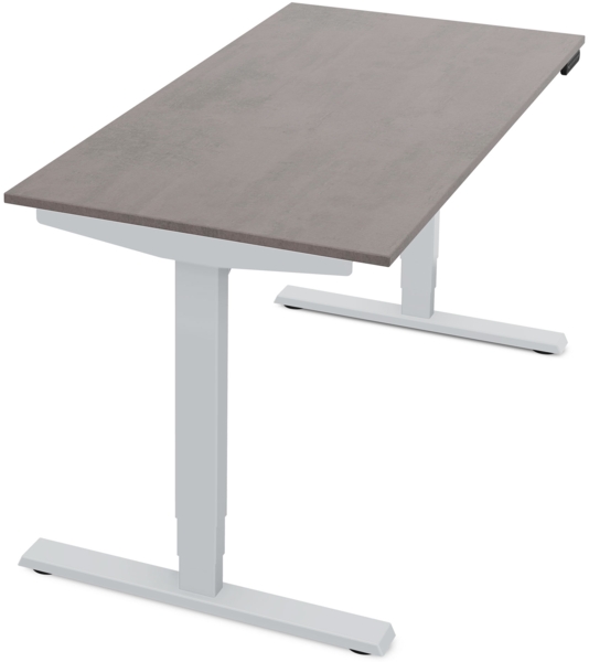 ASSMANN Elektrisch höhenverstellbarer Schreibtisch Y-Line 140x80 cm Sichtbeton Anthrazit Weißaluminium Metall Holz Melaminoberfläche Bild 10