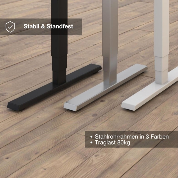 ASSMANN Elektrisch höhenverstellbarer Schreibtisch Y-Line 140x80 cm Sichtbeton Anthrazit Weißaluminium Metall Holz Melaminoberfläche Bild 7