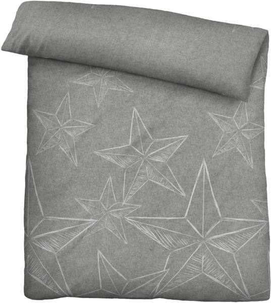 biberna 0840504 Melange-Flanell Bettwäsche STERNE, sturmgrau, 1x 155x200 cm + 1x 80x80 cm