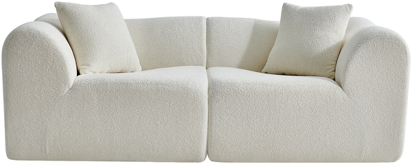 Flieks 2-Sitzer Samtsofa, Modulares Sofa mit Kissen, platzsparendes Loveseat für Wohnzimmer & Büro, Samt, Beige Bild 9