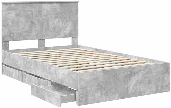 vidaXL Bettrahmen mit Kopfteil Beton Grau 135 x 190 cm Ingenieurs Holz 3409471 Bild 5