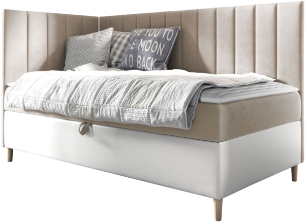 Boxspringbett Chapeni 'Junior 3' beige 100 x 200 cm Links