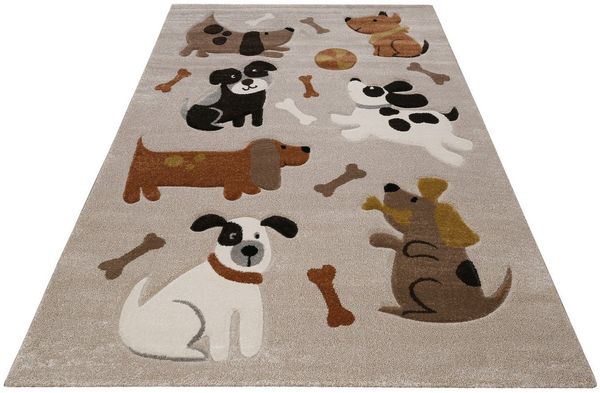 SMART KIDS Kinderteppich Rocky & Friends, rechteckig, Höhe: 10 mm, Moderner Spielteppich, strapazierfähig, pflegeleicht, Konturenschnitt