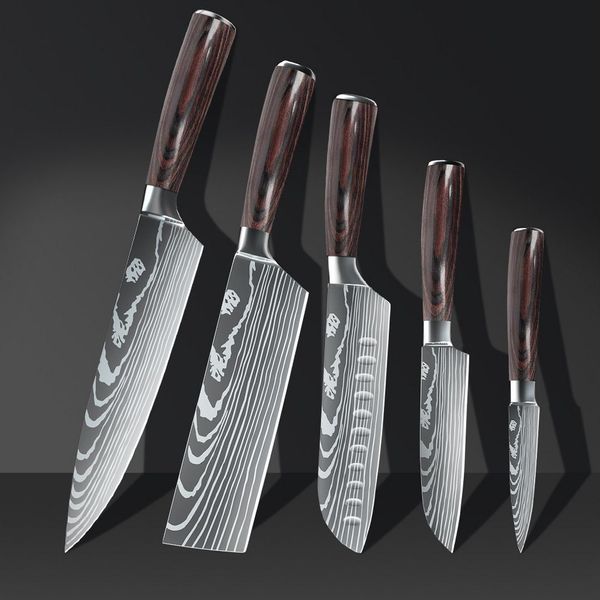MDHAND Messer-Set 5-teilig aus Premium-Edelstahl mit edler Geschenkbox (5-tlg), Kochmesser, Santokumesser, Allzweckmesser, Obstmesser und Schälmesser