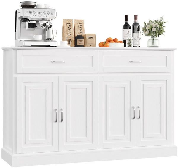 Homfa Sideboard Breite 140cm Küchenschrank Buffetschrank, mit Arbeitsplatte, verstellbaren Regalen, 140x39,5x92,5cm