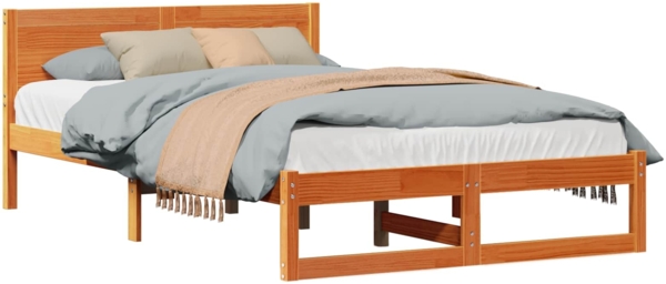 vidaXL Bettrahmen Wachsbraun 135 x 190 cm Massives Kiefernholz 873282