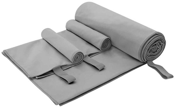 vidaXL Sporthandtuch Set 3 pcs Dunkelgrau Polyester und Polyamid 42011500