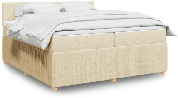 vidaXL Boxspringbett mit Matratze Creme 200x200 cm Stoff 3289861