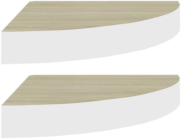 vidaXL Eck-Wandregal 2 Stk. Eiche und Weiß 25x25x3,8 cm MDF 326631 Bild 2