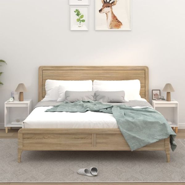vidaXL Nachttische 2 Stk. Hochglanz-Weiß 40 x 35 x 50 cm [821863]