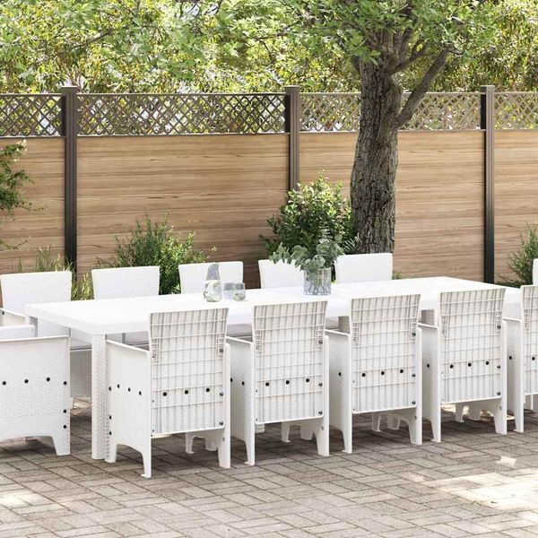 vidaXL Garten Essgruppe 13 pcs Weiß und Hellgrau Poly-Rattan und Stahl 3378623