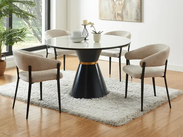 Vente-unique - AVRELA Stuhl Stoff Beige - B 55 cm x H 77 cm x L 56 cm