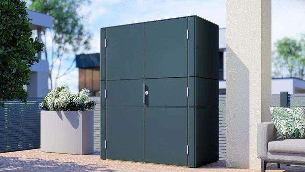 Alpholz Gartenschrank HPL Highboard aus Holz in Schwarzmit 6 mm Wandstärke