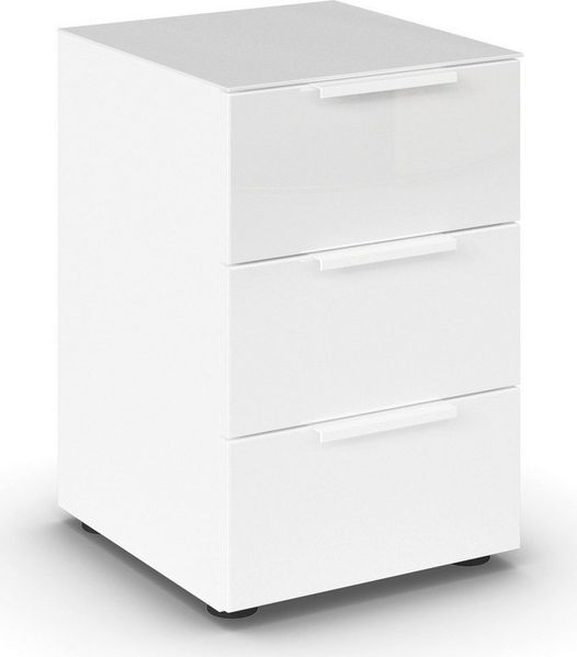 rauch Nachtkommode Flipp, mit 3 Schubladen und Soft-Close-Funktion, Oberboden und Front Glas