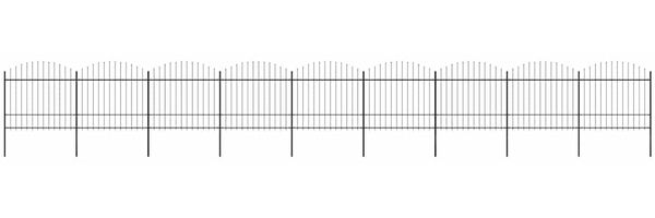 vidaXL Gartenzaun mit Speerspitzen Stahl (1,5 - 1,75) x 15,3 m Schwarz 277747