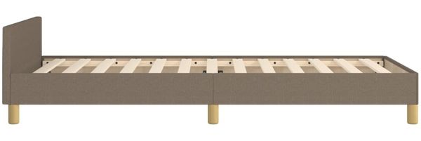 Einzelbett, Polsterbett mit Kopfteil Stoff Taupe 90x190 cm Bild 7