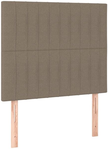 Einzelbett, Polsterbett mit Kopfteil Stoff Taupe 90x190 cm Bild 8