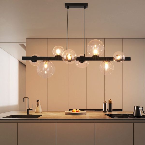 ZMH Pendelleuchte Esstisch Hängelampe Wohnzimmer Hängend G9 Pendelleuchte 8 Flammig Modern Glas