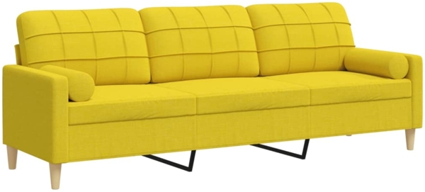vidaXL Sofa 3-Sitzer mit Zierkissen Hellgelb 210 cm Stoff 3278206
