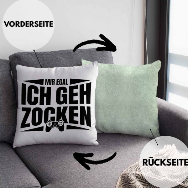 Trendation Dekokissen Trendation - Zocker Kissen Geschenk Mir Egal Ich Geh Zocken Gamer Gesc