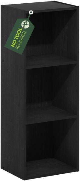 Furinno PASIR Bücherregal, 3-stufiges offenes Bücherregal, Bookcase, 9 x 12 x 32, für Wohnzimmer, Schlafzimmer, Homeoffice, Dunkelholz