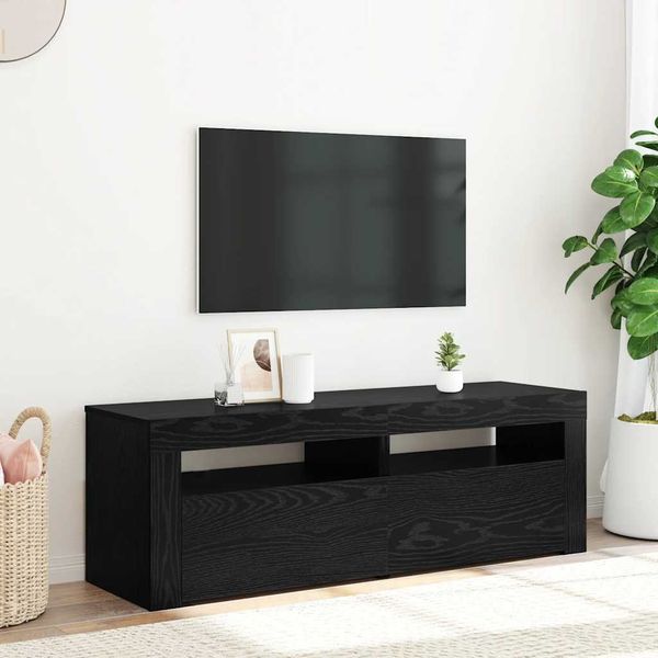 vidaXL TV-Schrank mit LED-Leuchten Schwarz Eichen-Optik 120x35x40 cm 862031