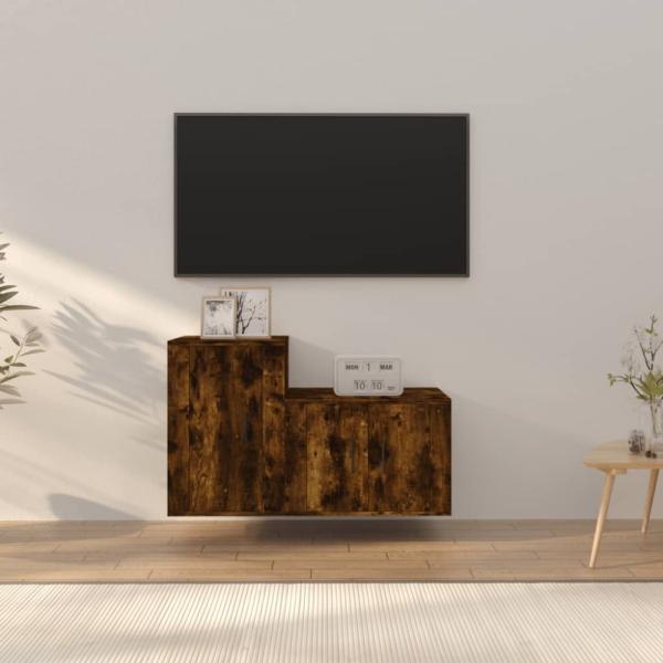 vidaXL 2-tlg. TV-Schrank-Set Räuchereiche Holzwerkstoff 3188395